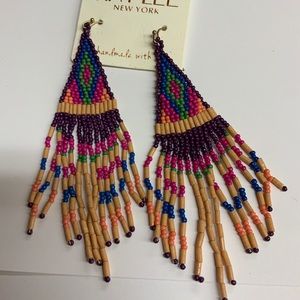 Seed bead earrings tribal fish hooks